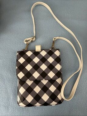 Carlos by Carlos Santana Black and White Checked Crossbody Bag